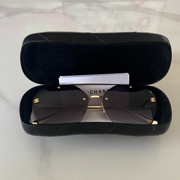 CHANEL Accessories - CHANEL CH052 Rimless Sunglasses | Gold | Pristine Condition